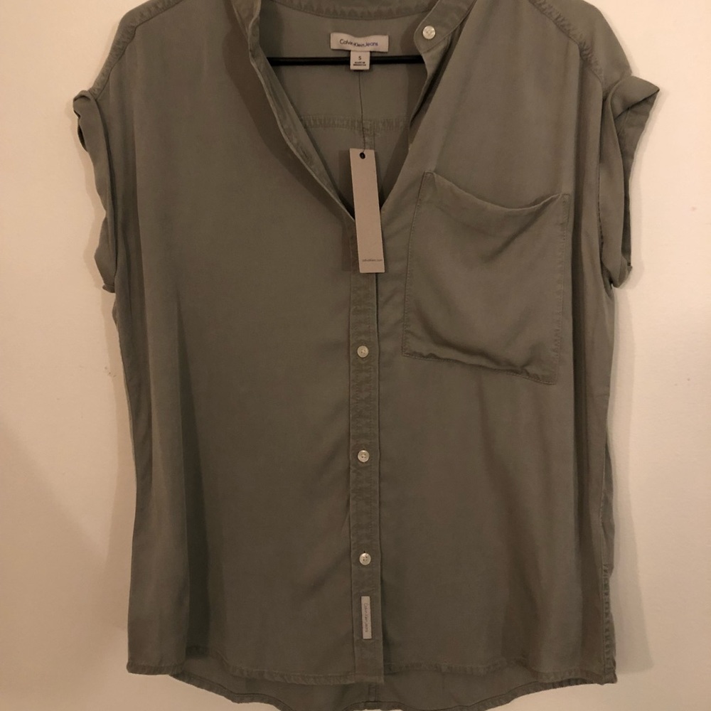 Calvin Klein olive green blouse